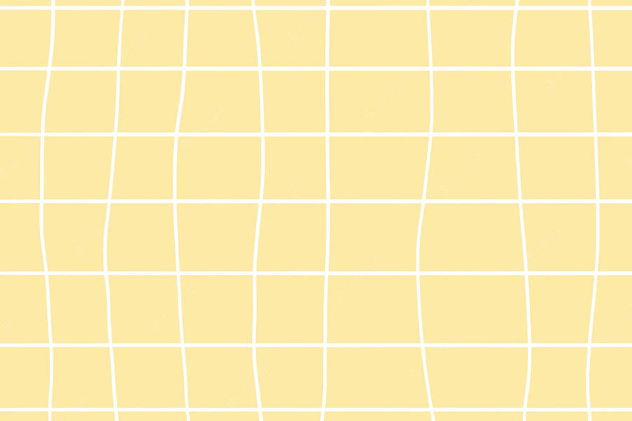 Wobbly Pastel Yellow And White Grid Aesthetic Wallpaper