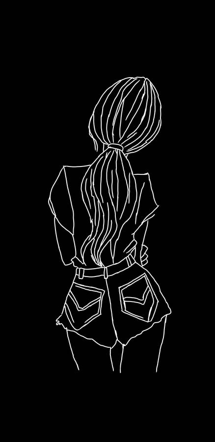 Woman Back Sketch Dark Girly Wallpaper