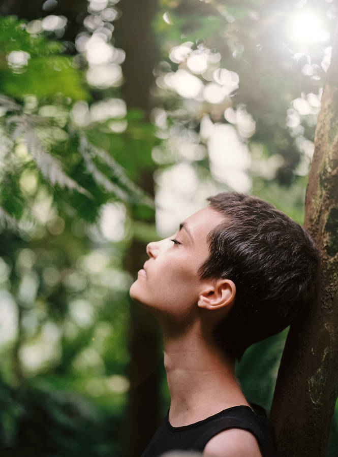 Woman Breathing Calmly Wallpaper