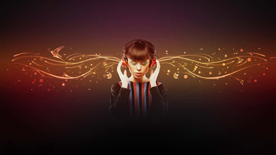 Woman Immersedin Music Wallpaper