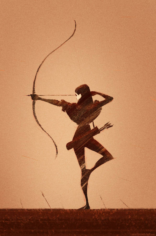 Woman Practicing Archery In Artistic Setting Wallpaper