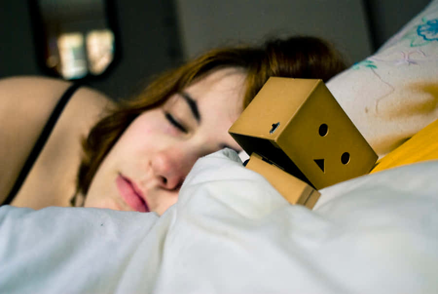 Woman Sleeping With Danbo Wallpaper