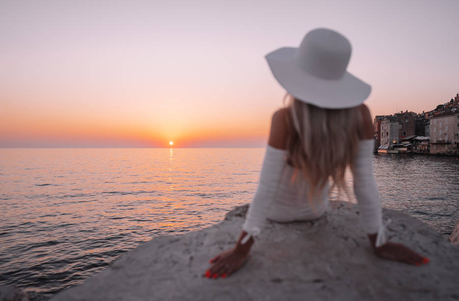 Woman With Beautiful Sky Wallpaper