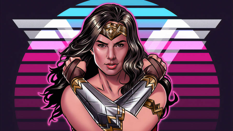 Wonder Woman 1984 Digital Retro Illustration Wallpaper