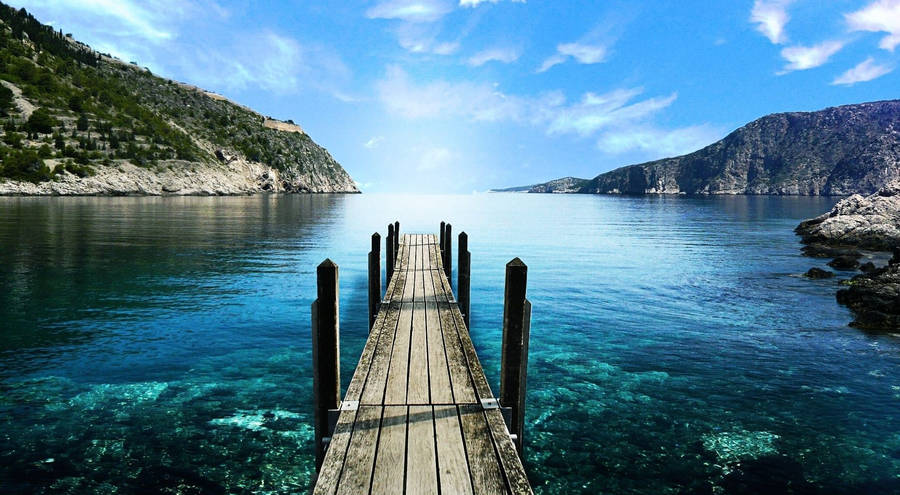 Wooden Bridge Aesthetic Landscape Wallpaper