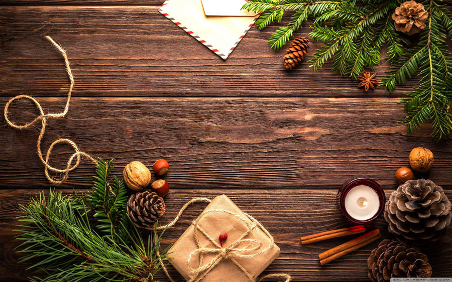 Wooden December Table Wallpaper