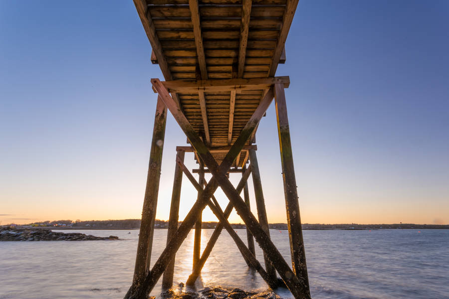 Wooden Dock Ocean Desktop Wallpaper