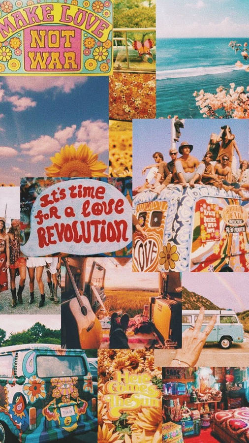 Woodstock Hippie Aesthetic Collage Wallpaper