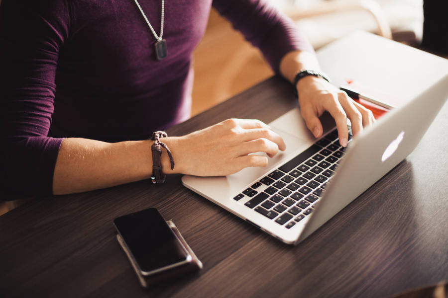 Work Person Using Laptop Wallpaper