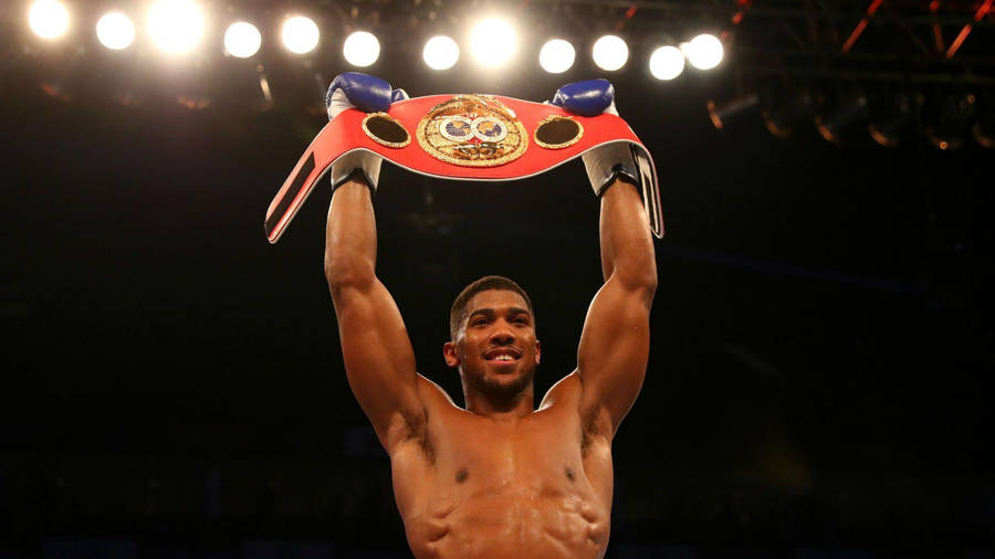 World Champion Anthony Joshua Flaunting His Red Belt Wallpaper