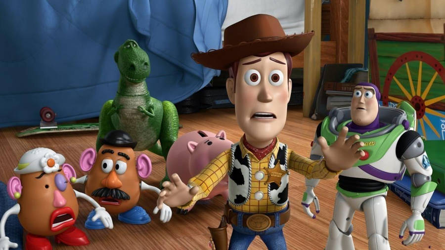 Worried Woody And Toys Wallpaper