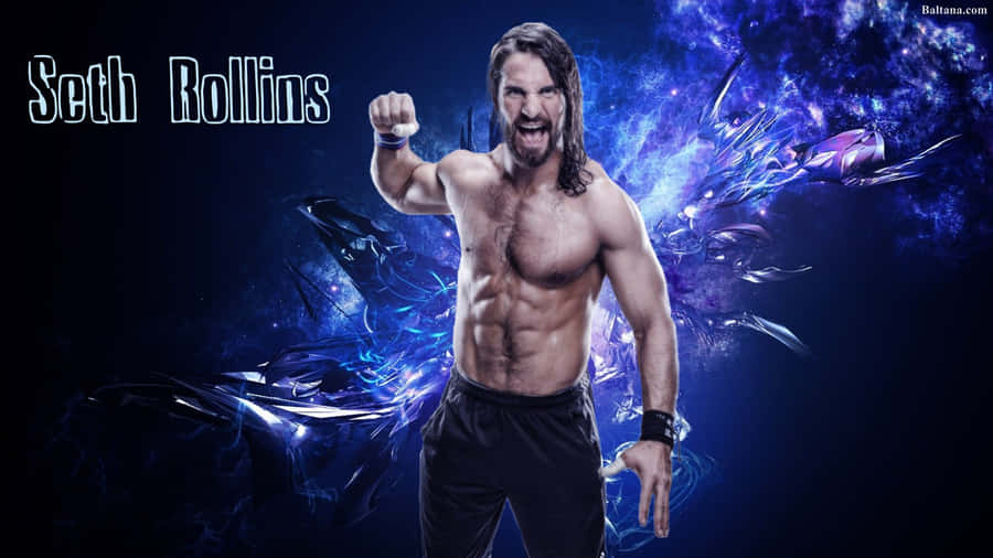 Wwe Star Seth Rollins In Wrestling Action Wallpaper