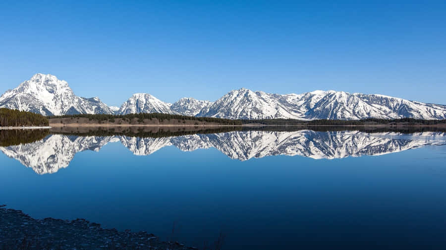 Wyoming Mountains And Lake As A Panoramic Desktop Wallpaper