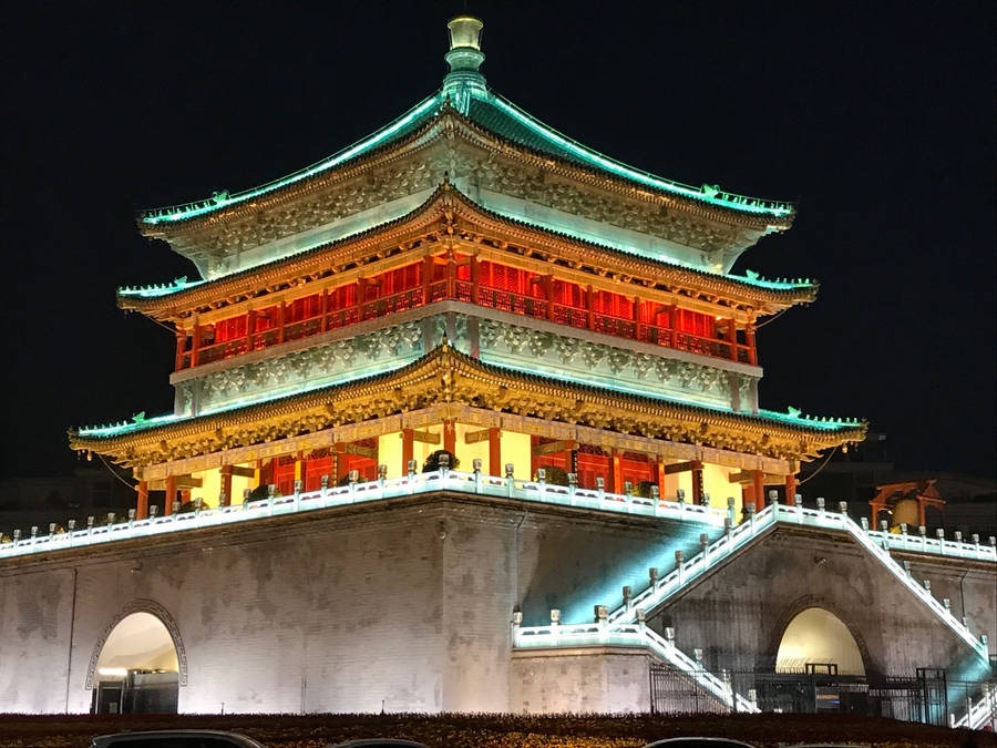 Xian Bell Tower At Night Wallpaper