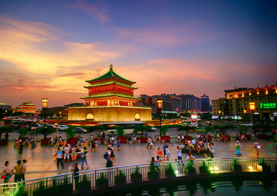 Xian Park At Night Wallpaper