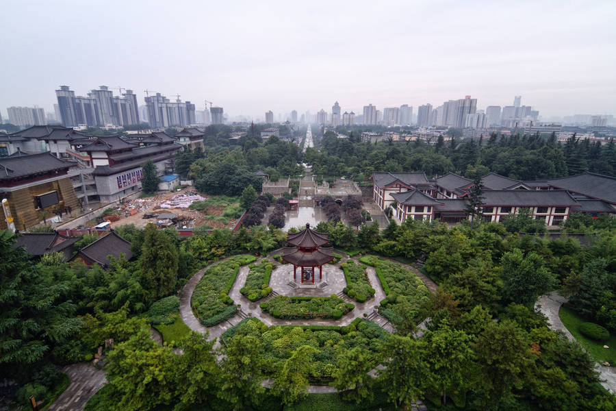 Xian's Great Mosque Aerial View Wallpaper