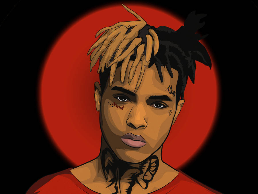 Xx Tentacion In Red And Black Wallpaper