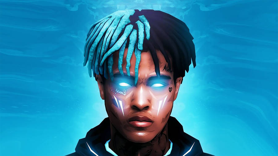 Xx Tentacion With Blue Neon Eyes Wallpaper