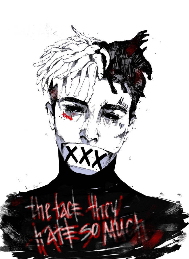 Xx Tentacion With Mouth Tape Wallpaper