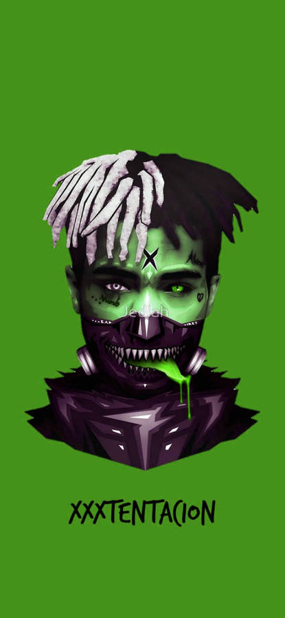 Xxxtentacion Aesthetic Cool Graphic Art On Green Wallpaper