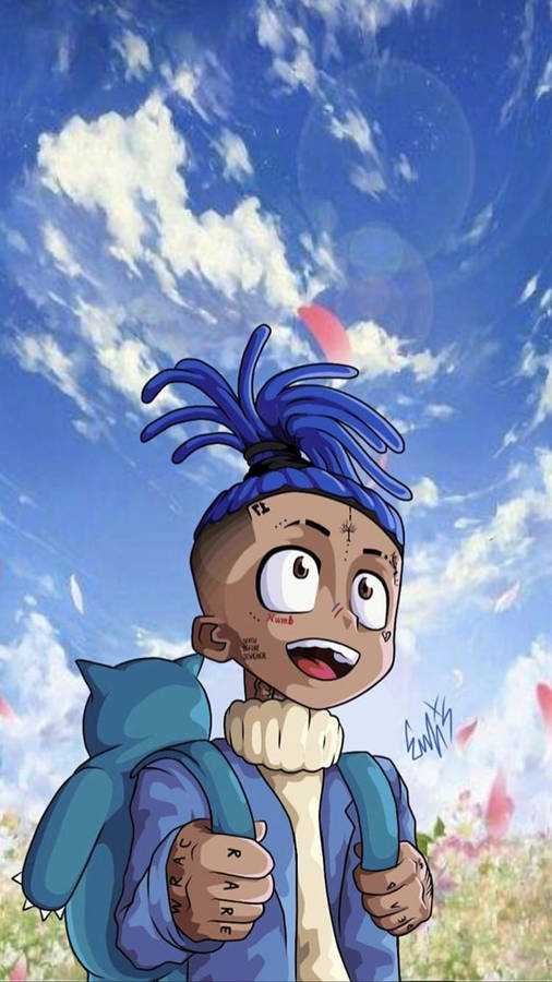 Xxxtentacion Anime In Blue Coat Wallpaper