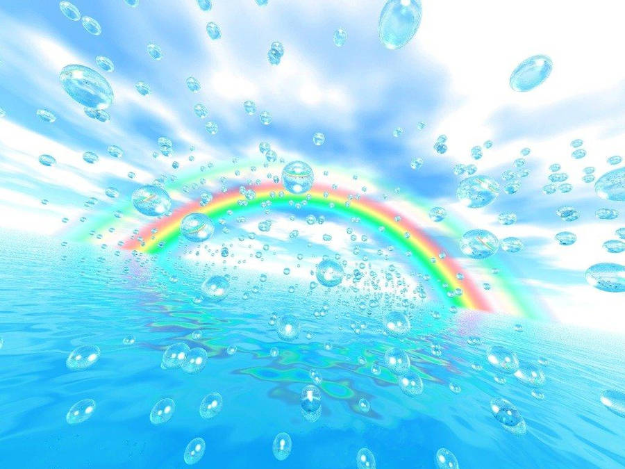 Y2k Aesthetic Ocean Rainbow Wallpaper