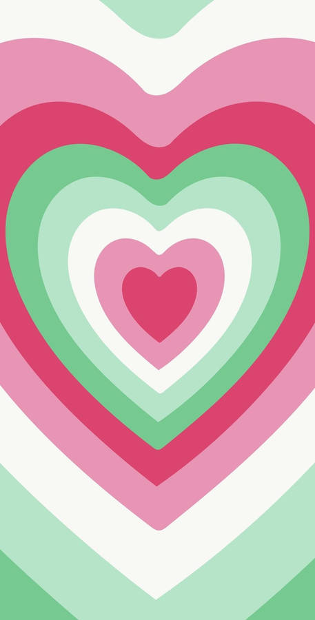 Y2k Heart Pink And Green Colours Wallpaper