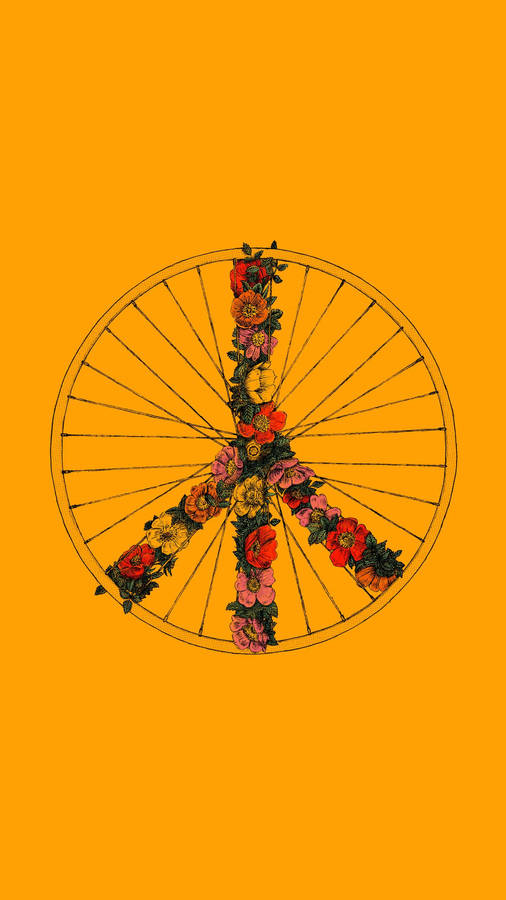 Yellow Floral Peace Wheel Wallpaper