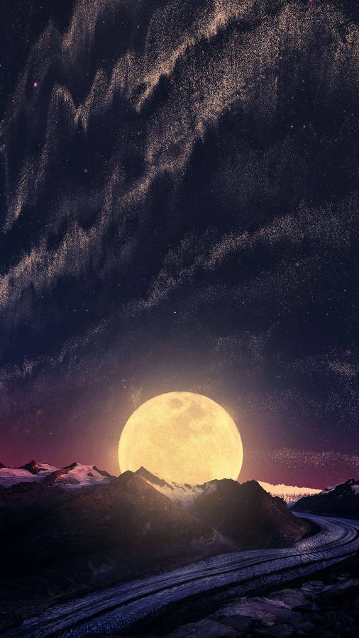 Yellow Full Moon Oled Iphone Wallpaper