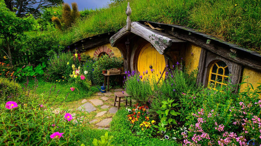 Yellow Hobbit House Wallpaper