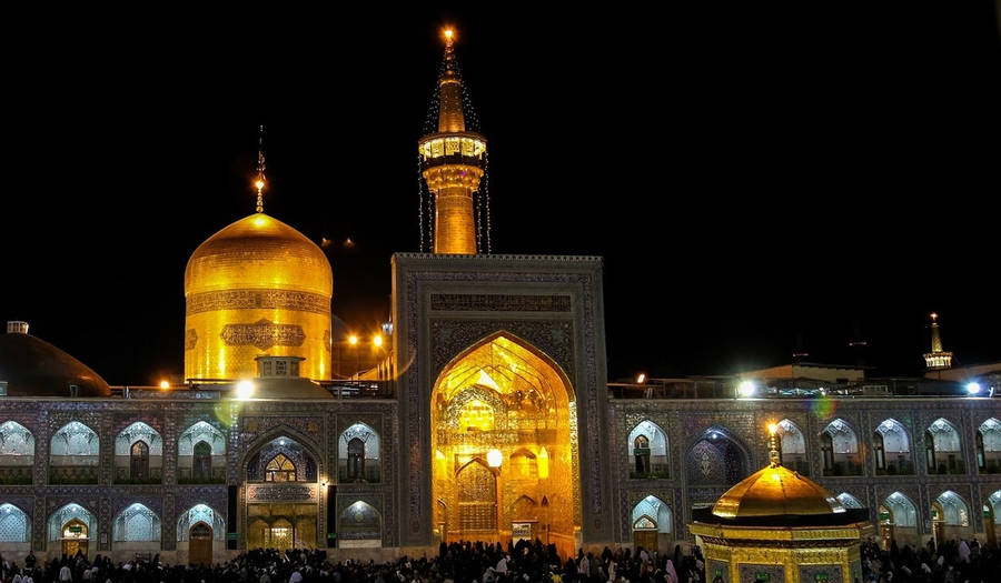 Yellow Luminous Mosques In Iran Wallpaper