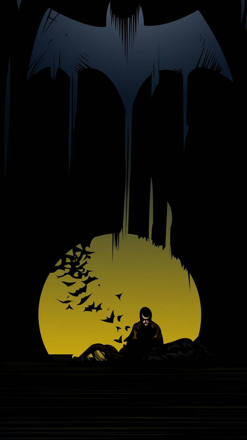 Yellow Moon On Batman Dark Iphone Wallpaper