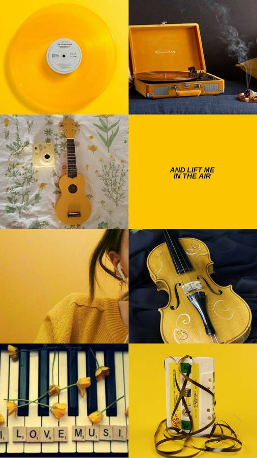 Yellow Music Aesthetic Wallpaper