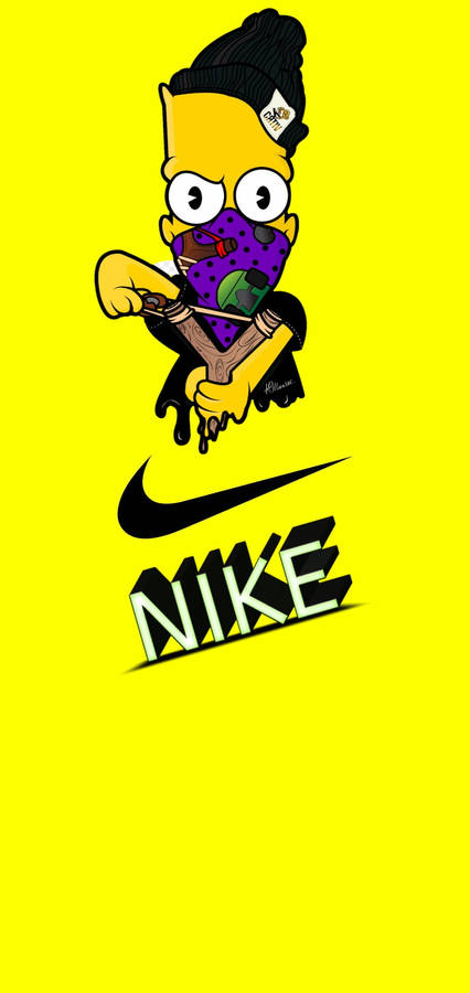 Yellow Nike Cartoon Bart Simpson Wallpaper