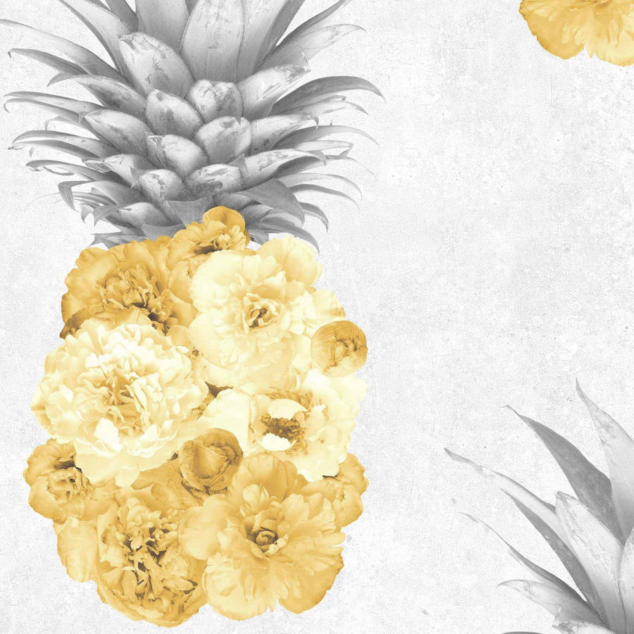 Yellow Peony Pineapple Wallpaper