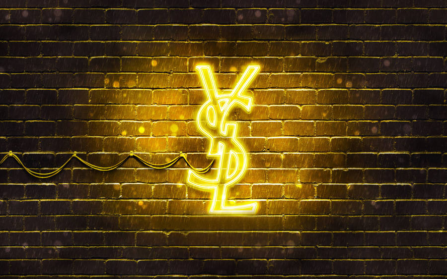 Yellow Ysl Neon Logo Wallpaper