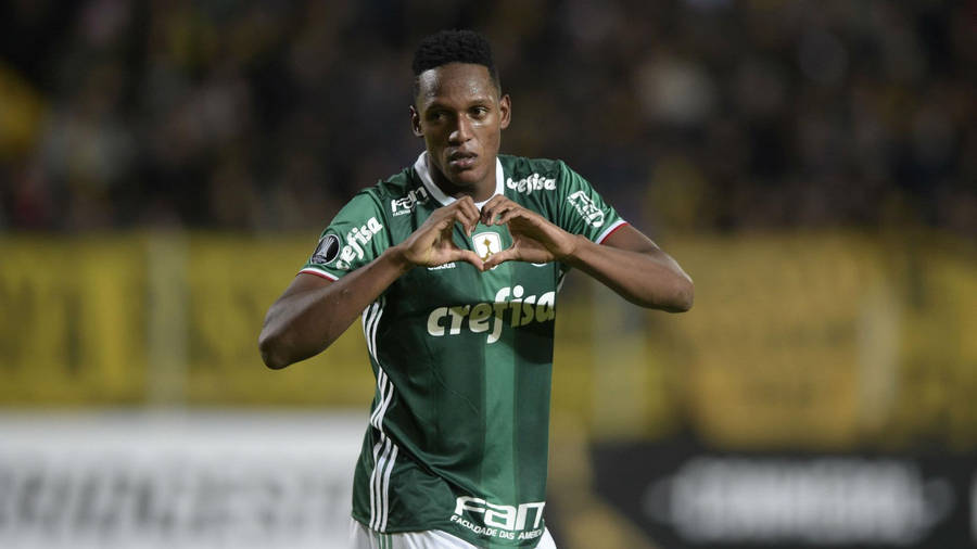 Yerry Mina Making A Heart Hand Gesture Wallpaper