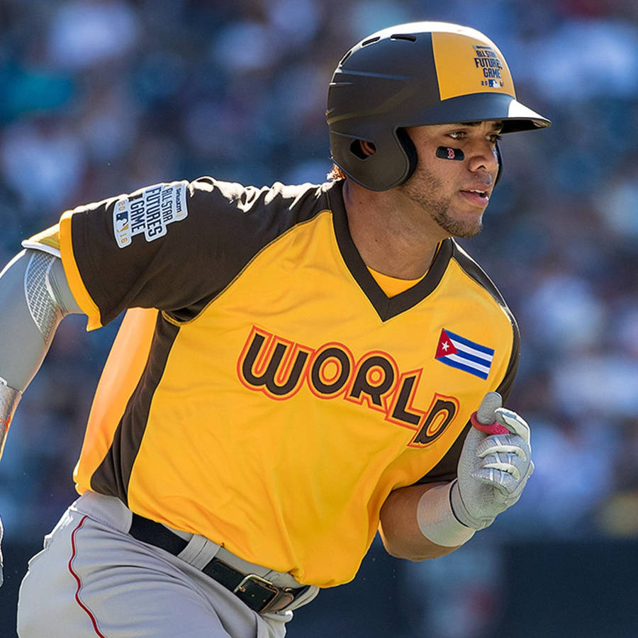 Yoan Moncada Wearing Yellow Uniform Wallpaper