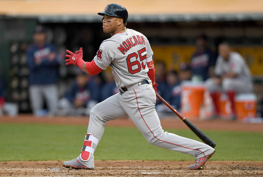 Yoan Moncada With Baseball Bat Wallpaper