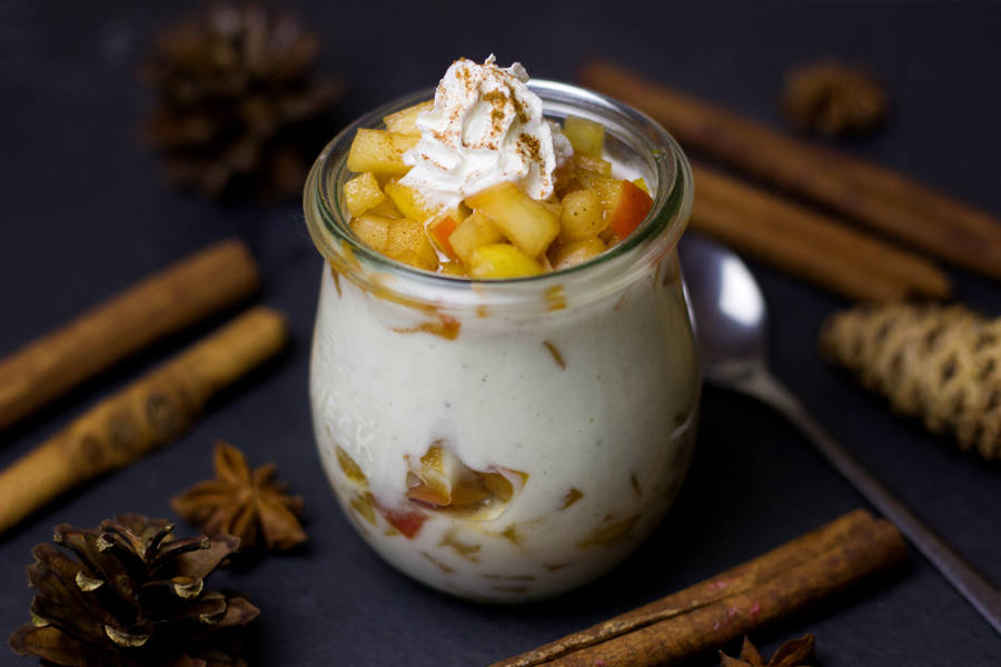 Yogurt With Peaches And Whipped Cream Wallpaper