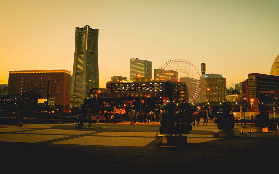 Yokohama City During Golden Hour Wallpaper