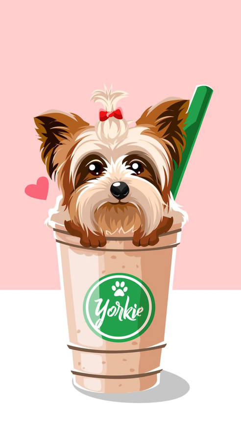 Yorkie Puppy In Coffee Cup Wallpaper