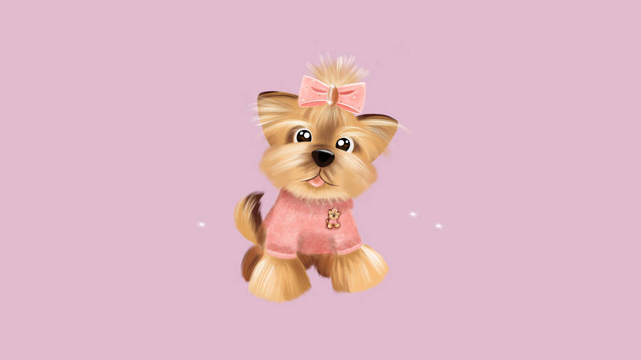 Yorkshire Terrier In Pink Art Wallpaper