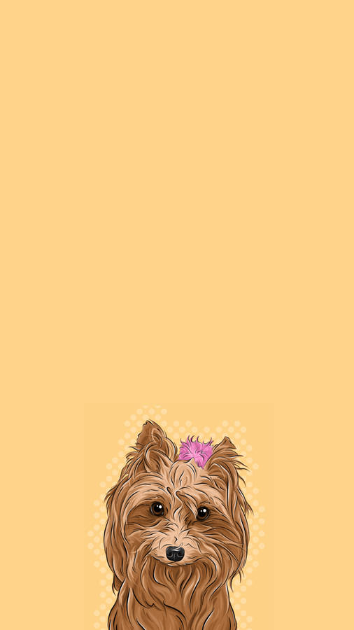 Yorkshire Terrier Pink Ribbon Art Wallpaper