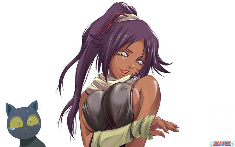 Yoruichi Shihouin And Cat Wallpaper