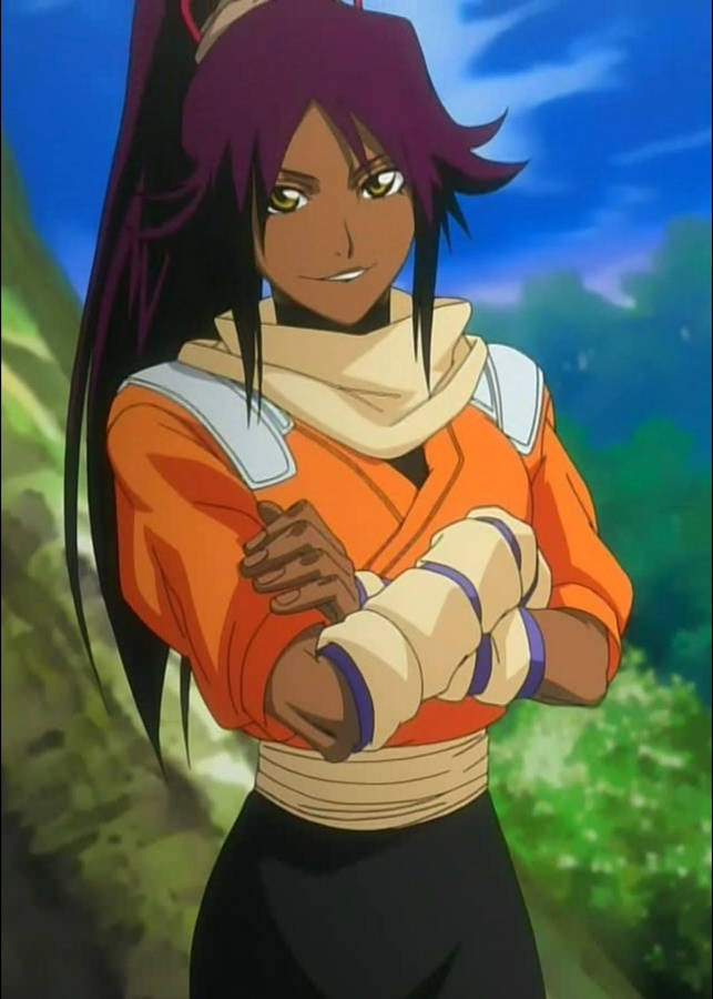 Yoruichi Shihouin Cross Arms Wallpaper