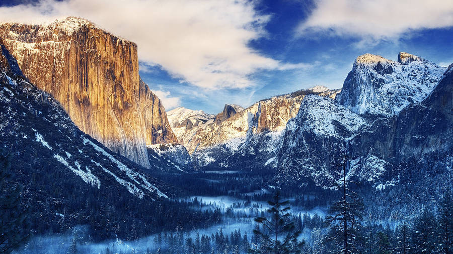 Yosemite Winter And Sunset Wallpaper