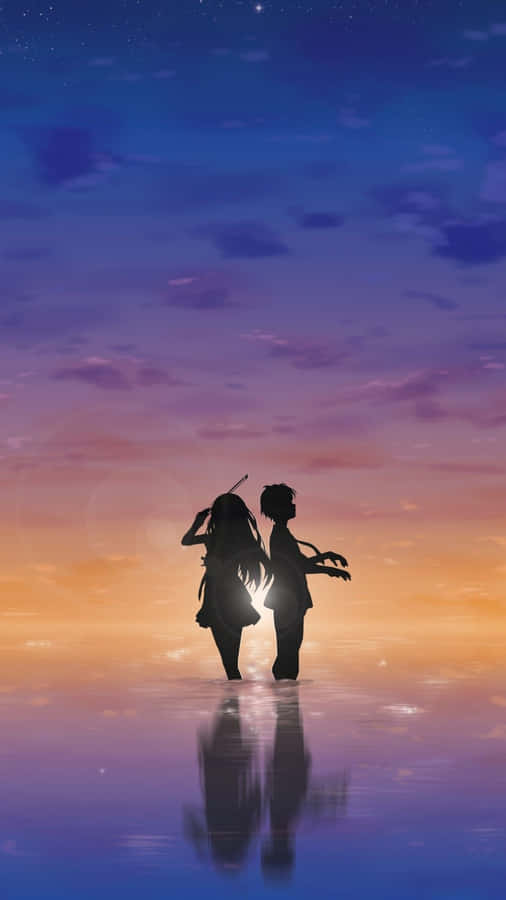 Your Lie In April Iphone Kōsei Kaori Silhouette Pictures Wallpaper