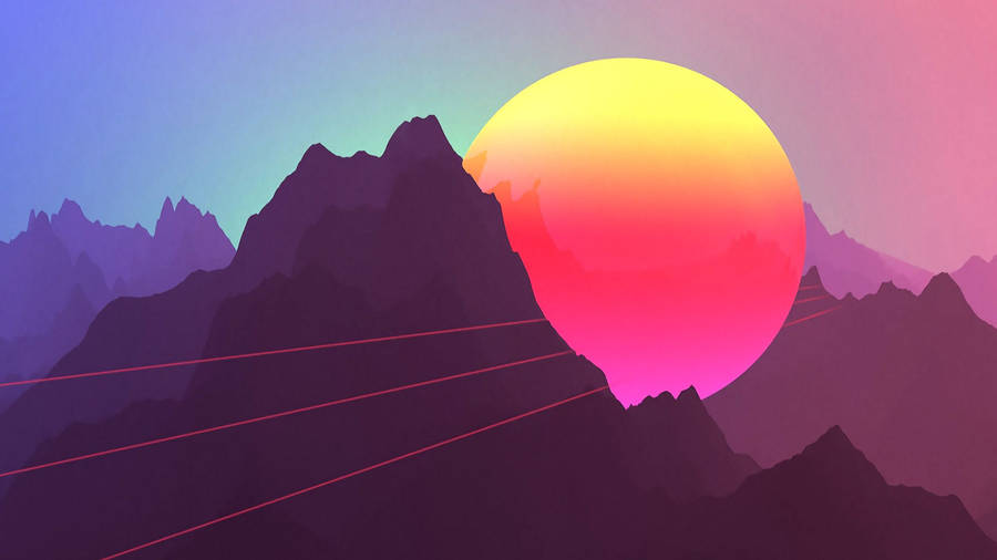 Youtube Cover Neon Landscape Sunset Wallpaper