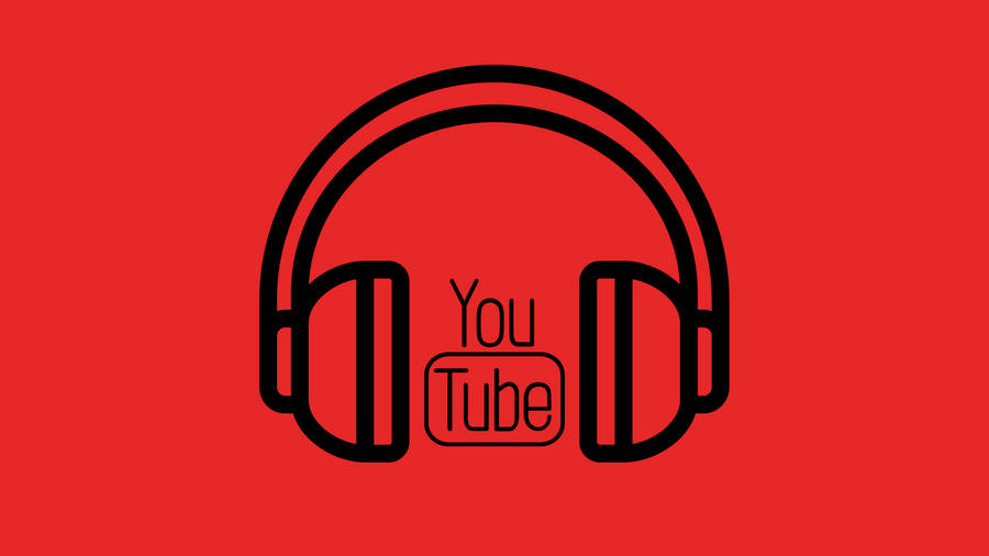 Youtube Logo Between Headphones Wallpaper